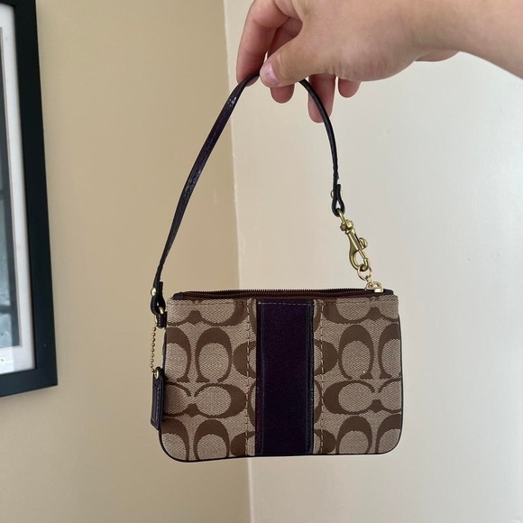 Coach Handbags - Y2K 2000s Coach Brown+Tan signature c monogram pochette wristlet / mini bag